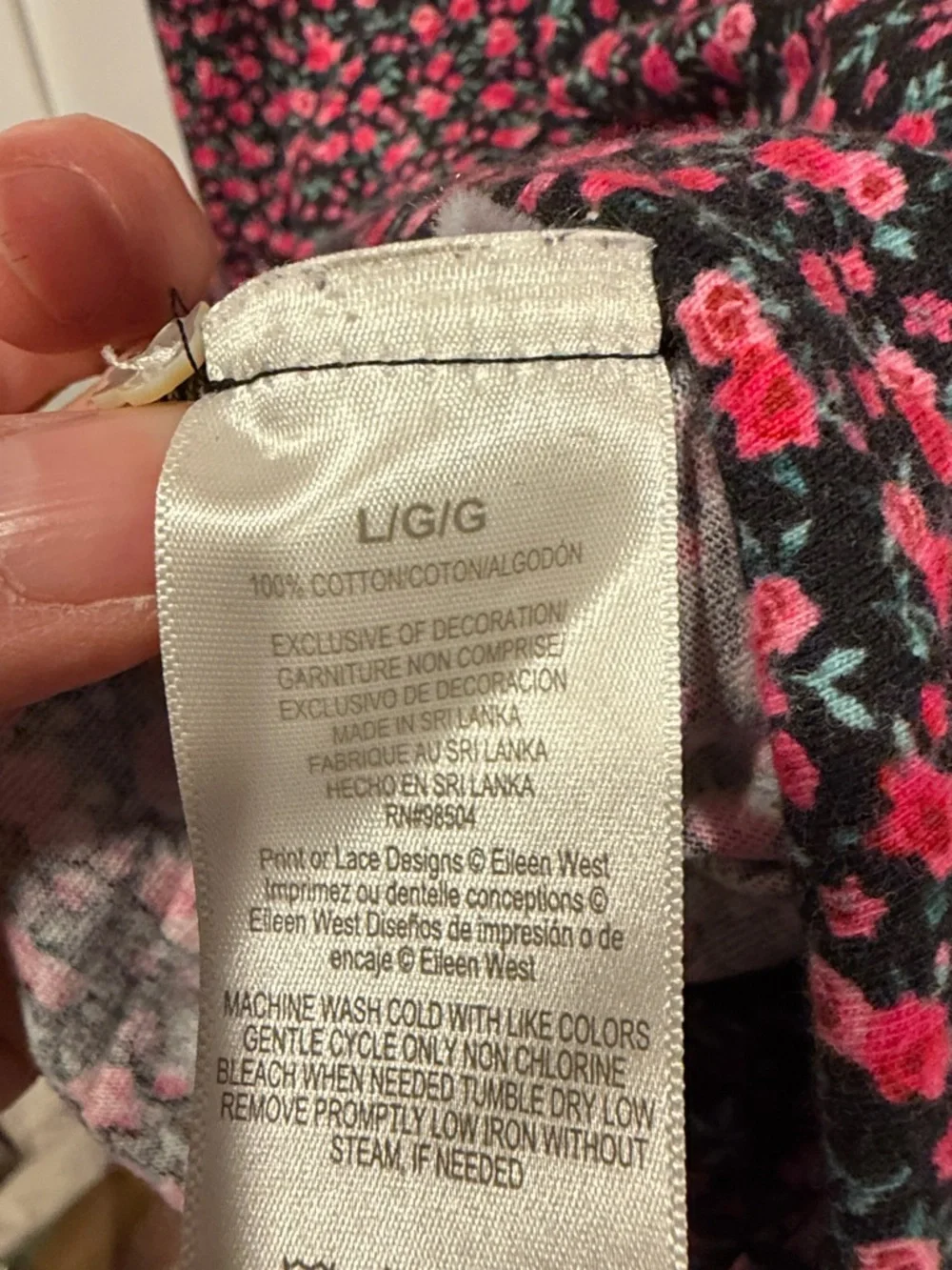 Eileen West Dark Pink‎ Floral Long Sleeve Nightgown large